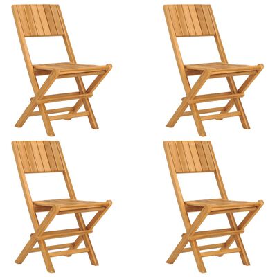 vidaXL Сгъваеми градински столове, 4 бр, 47x61x90 см, тик масив
