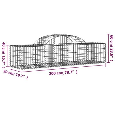 vidaXL Габионни кошници арка 12 бр 200x50x40/60 см поцинковано желязо