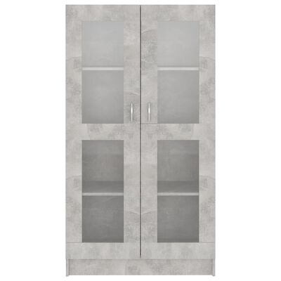 vidaXL Шкаф витрина, бетонно сив, 82,5x30,5x150 см, ПДЧ