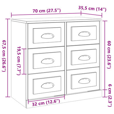 vidaXL Сайдборд, опушен дъб, 70x35,5x67,5 см, инженерно дърво