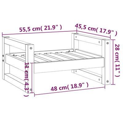 vidaXL Кучешко легло, черно, 55,5x45,5x28 см, борова дървесина масив