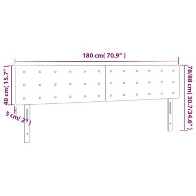 vidaXL LED горна табла за легло, светлосива, 180x5x78/88 см кадифе