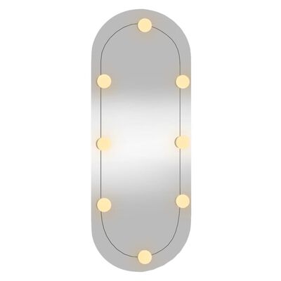 vidaXL Стенно огледало с LED лампи 30x70 см стъкло овално