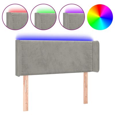 vidaXL LED горна табла за легло, светлосива, 103x16x78/88 см, кадифе