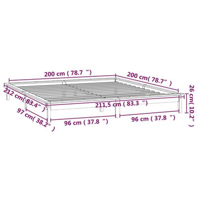 vidaXL Рамка за легло с LED меденокафява 200x200 см масивно дърво