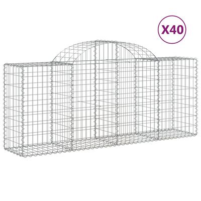 vidaXL Габионни кошници арка 40 бр 200x50x80/100 см поцинковано желязо