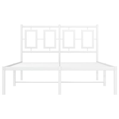 vidaXL Метална рамка за легло с горна табла, бяла, 120x200 см