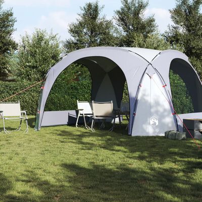 vidaXL Парти палатка, бяло и сиво, водоустойчива