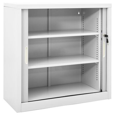 vidaXL Шкаф с плъзгаща врата, сив, 90x40x90 см, стомана