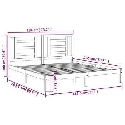 vidaXL Рамка за легло, масивно дърво, 180x200 см, Super King Size