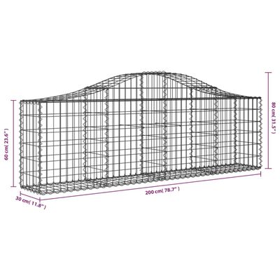 vidaXL Габионни кошници арка 9 бр 200x30x60/80 см поцинковано желязо