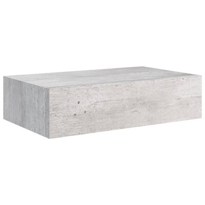 vidaXL Стенен рафт с чекмедже, бетонно сив, 40x23,5x10 см, МДФ