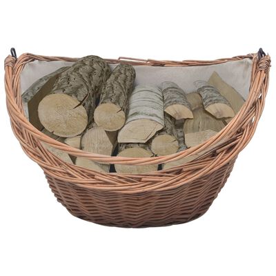 286988 vidaXL Firewood Basket with Handle 60x44x55 cm Natural Willow