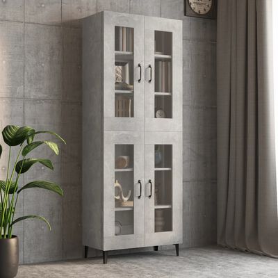 vidaXL Окачен стенен шкаф, бетонно сиво, 69,5x34x90 см