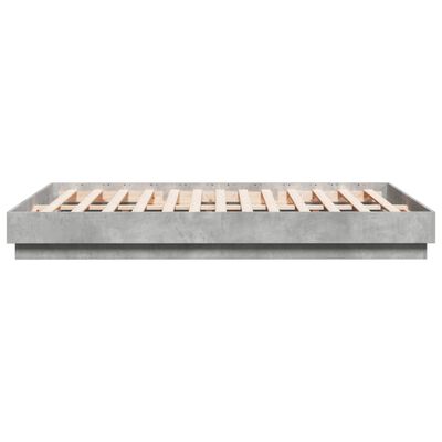 vidaXL Рамка за легло с LED осветление, бетонно сива, 140x200 см