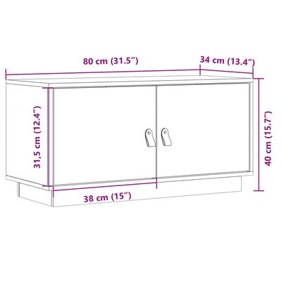 vidaXL ТВ шкаф, сив, 80x34x40 см, бор масив