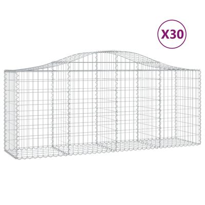 vidaXL Габионни кошници арка 30 бр 200x50x80/100 см поцинковано желязо