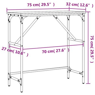 vidaXL Конзолна маса, дъб сонома, 75x32x75 см, инженерно дърво