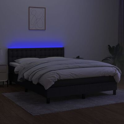 vidaXL Боксспринг легло с матрак и LED, черно, 140x200 см, плат
