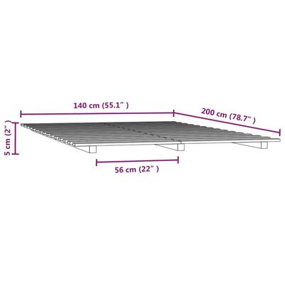 vidaXL Рамка за легло, бяла, 140х200 см, бор масив