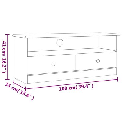 vidaXL ТВ шкаф с чекмеджета ALTA, 100x35x41 см, бор масив