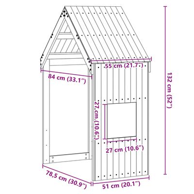 vidaXL Покрив за детско легло, 55x84x132 см, бор масив