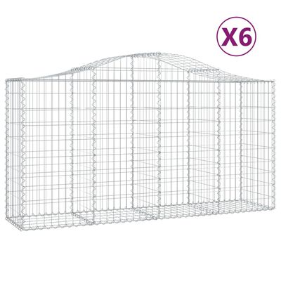 vidaXL Габионни кошници арка 6 бр 200x50x100/120 см поцинковано желязо