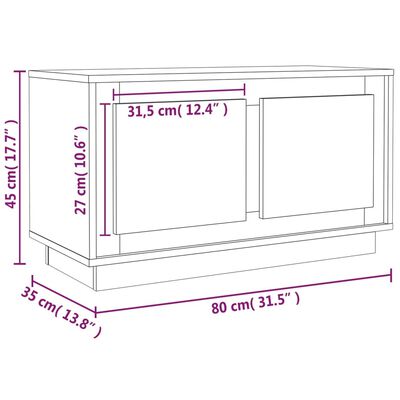 vidaXL ТB шкаф, сив сонома, 80x35x45 см, инженерно дърво