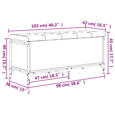 vidaXL Пейка за съхранение, сонома дъб, 102x42x45 см, инженерно дърво