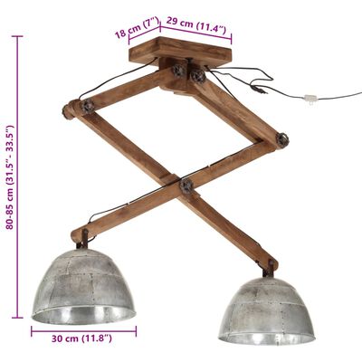 vidaXL Лампа за таван 25 W, винтидж, сребриста, 29x18x85 см, E27