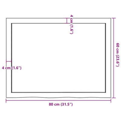 vidaXL Плот за маса светлокафяв 80x60x(2-6) см обработен масивен дъб