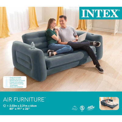 Intex Разтегателен фотьойл, 203x231x66 см, тъмносив