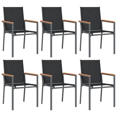 vidaXL Градински столове 6 бр черни 55x61,5x90 см Textilene и стомана