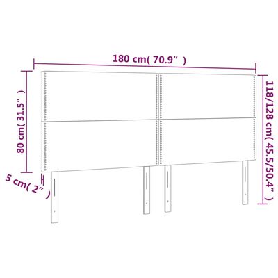 vidaXL LED горна табла за легло, розова, 180x5x118/128 см, кадифе