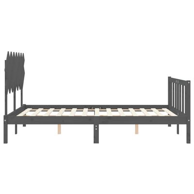 vidaXL Рамка за легло с табла сива 5FT King Size масивно дърво