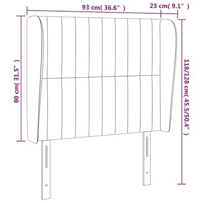 vidaXL Горна табла за легло с уши, синя, 93x23x118/128 см, плат