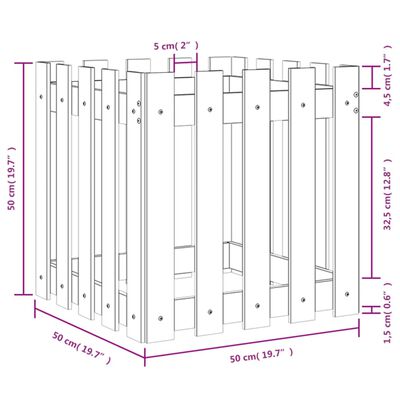 vidaXL Градинска кашпа с дизайн на ограда 50x50x50 см дугласки масив