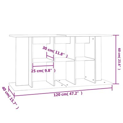 vidaXL Поставка за аквариум, бяла, 120x40x60 см, инженерно дърво