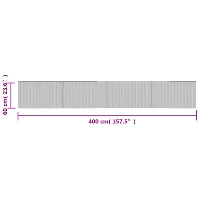 vidaXL Килим, правоъгълен, сив, 60x400 см, бамбук