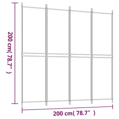 vidaXL Параван за стая, 4 панела, бял, 200x200 см, текстил