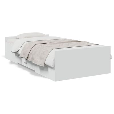 vidaXL Рамка за легло с чекмеджета, бяла, 90x190 см, инженерно дърво