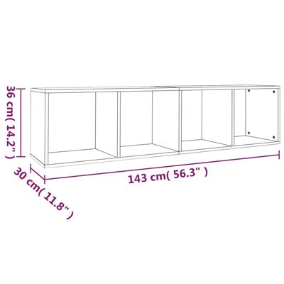 vidaXL Шкаф за книги/ТВ шкаф опушен дъб 36x30x143 см инженерно дърво