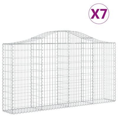 vidaXL Габионни кошници арка 7 бр 200x30x100/120 см поцинковано желязо