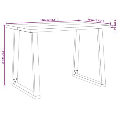 vidaXL Трапезна маса с жив ръб 110x70x75 см масивна акация