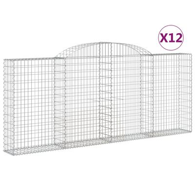 vidaXL Габионни кошници арка 12 бр 300x30x120/140см поцинковано желязо