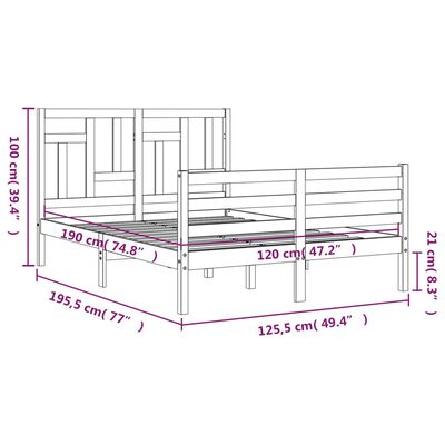 vidaXL Легло с табла меденокафяво 4FT Small Double масивно дърво