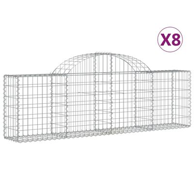 vidaXL Габионни кошници арка 8 бр 200x30x60/80 см поцинковано желязо