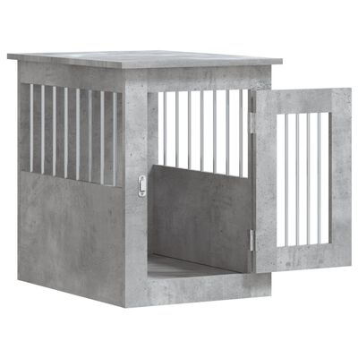 vidaXL Клетка за куче мебел, бетонно сив, 45x62x59 см, инженерно дърво