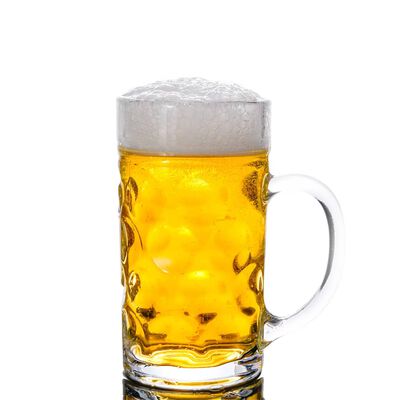 vidaXL Халби за бира с дръжка, стъкло, 6 бр, 1000 мл