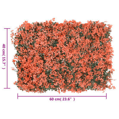  vidaXL Изкуствена ограда от кленов лист 24 бр светлочервено 40x60 см